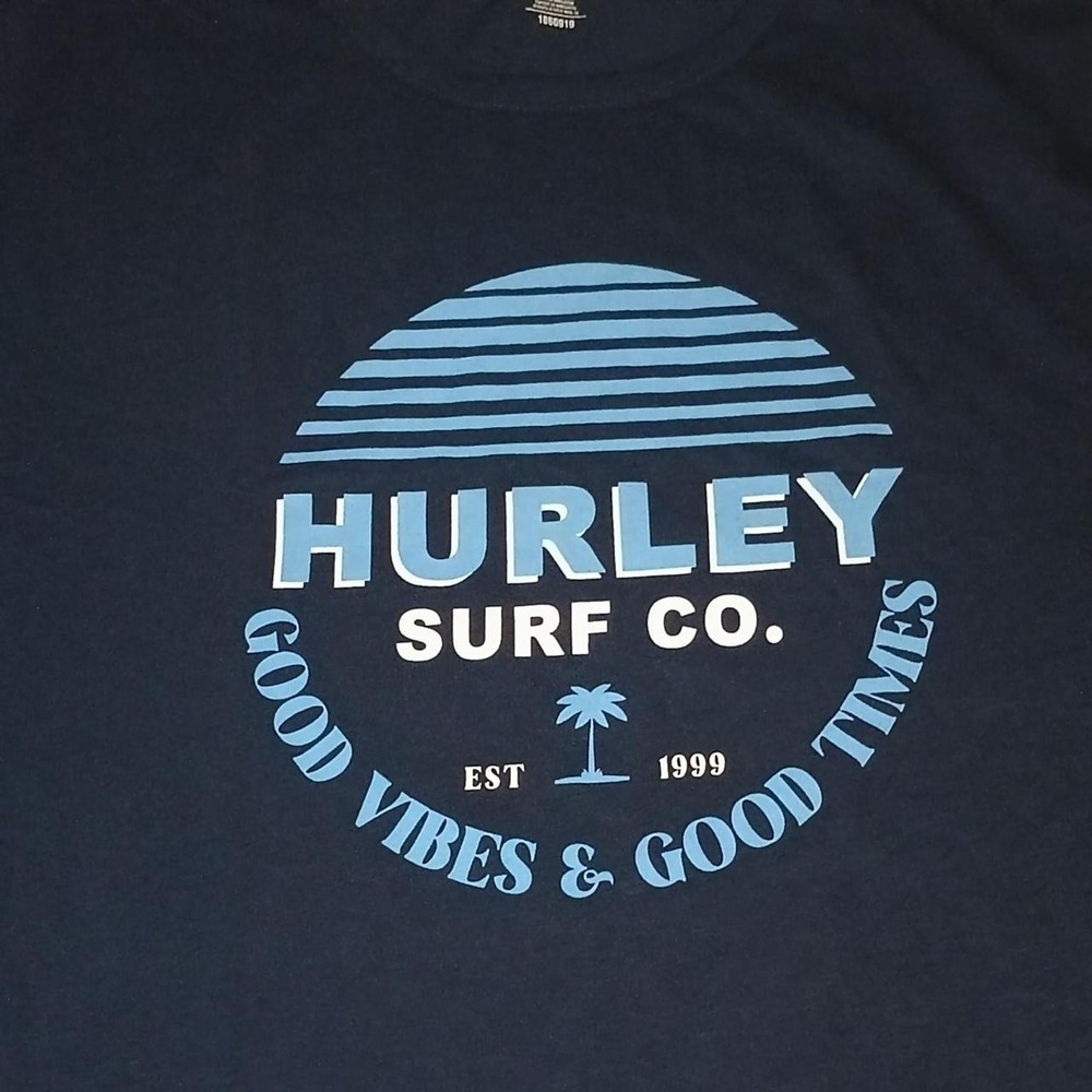 Hurley Surf Co Mens XL Navy Blue Good Vibes Good Times Graphic T-Shirt